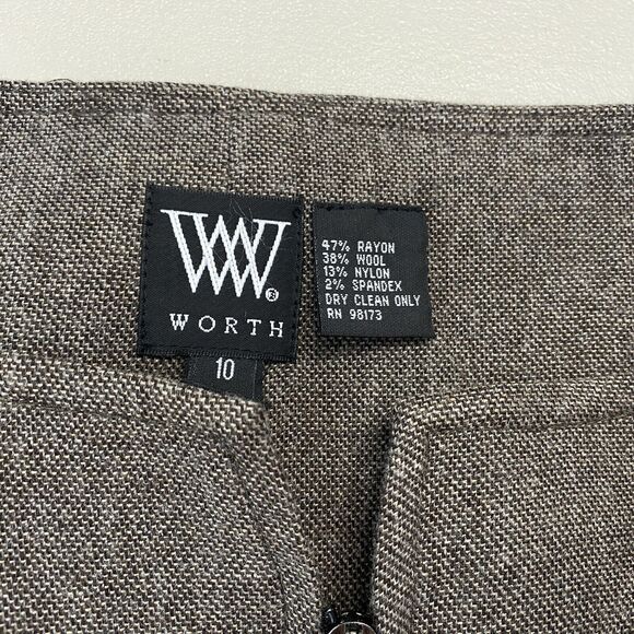 Worth Dress Womens 10 Wool Blend Stretch Shift Sleeveless Faux Leather Trim - Picture 8 of 9